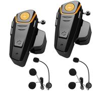 2pcs Intercom Moto Bluetooth,Kit Communication Oreillette Bluetooth Casque Moto Interphone Main Libre