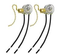 2Pcs Interrupteurs Chaînette Rechange Modèle JX42B Cordon Tirage pour Lampes Murales/Table et Ventilateur Plafond/Mural Or