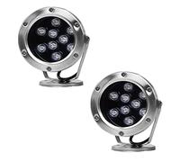 2PCS IP68 Étanche Spot - 24V Éclairage D'étang À LED, IP68 Étanche En Acier Inoxydable Submersible, Lumières LED Sous-marines Angle Réglable À 360 °, pour Extérieur, Jardin, Piscine, Fontaine(Yellow L