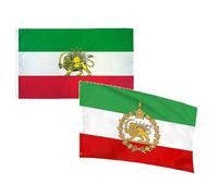 2PCS Iran Flag | 3x5FT Drapeaux Iraniens Fade Resistant Banner | Old Historic IranFlag & Former IranFlags With Lion Sun Crown For Patriotism & Decor | For Indoor Outdoor Garden Yard Porch Pathway