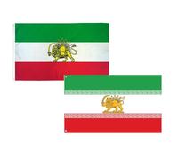 2PCS Iran Flag | 3x5FT Drapeaux Iraniens Fade Resistant Banner | Old Historic IranFlag & Former IranFlags With Lion Sun Crown For Patriotism & Decor | For Indoor Outdoor Garden Yard Porch Pathway