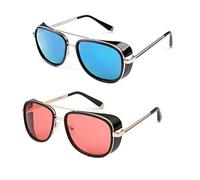 2Pcs Iron Man TONY Stark Lunettes De Soleil Hommes Femmes Retro Vintage Designer Lunettes De Soleil