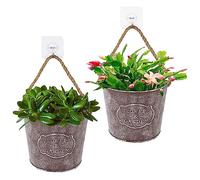 2pcs Jardinières Murales Pots de Fleurs Muraux Métal Porte-Plante Suspendus avec Corde Planteur Vertical Décoration Murale de Maison pour Intérieur, Balcon et Jardin (B)