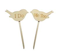 2pcs je fais trop moi les oiseaux d'amour en bois gâteau de mariage Topper accessoires de photo gâteau décor élégant et populaire