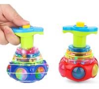 2Pcs Jouet Musical Clignotant avec Lanceur, Toupie Lumineuse et Musicale pour Enfant, Gyroscope Lumineux à Del, Jouets à roulettes, Couleur Aléatoire