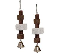 2Pcs Jouets à mâcher pour perroquets, Pierre à aiguiser le bec des oiseaux Avec cloche, Bloc de Lave Complément Calcique Alimentaire Pour Gris Africain Amazon Conure