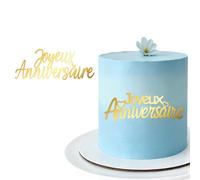 2pcs Joyeux Anniversaire Cake Topper Dorées en Acrylique Toppers Happy Birthday Gâteau pour Enfants et Adultes,Décoration fête d'anniversaire, Mariage