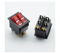 2pcs KCD8 6PIN 16A 250V 20A 125V Double Light Switch Rocker Switch Waterproof ON-OFF KCD6 Boat Power Switch NWPNLXEA(2pcs red)