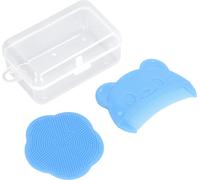 2pcs Kit brosse cuir chevelu bébé bain silicone sensoriel doux outil confortable nouveau-né bleu