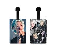 2pcs Kpop Skz Felix Etiquette de Bagage en Silicone D'étiquette, Étiquettes de Valise avec carte d'identité,Etiquettes de bagage en PVC, pour Prévenir La Perte des Sacs et Valises,Étoile