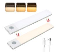 2PCS Lampe de Placard LED, Eclairage Led Rechargeable Interieur Placard, Dimmable Lampe Led Detecteur Mouvement avec 3 Couleurs pour Armoire Placard Escalier Cui sine Couloir (20 x 3.5 x 1.5cm)