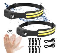 2Pcs Lampe Frontale LED Ultra Puissante, Lampe Frontale Rechargeable avec Capteur de Motion 7 Mode Éclairage Vision 230°, Torche Frontale Running Étanche IPX5 pour Pêche Vélo Camping Randonnée(2Pcs)