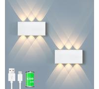 2pcs Lampe Murale Avec Interrupteur Touch Trois Couleurs Variateur Continu Led Sans Fil Installation Magnétique Intérieur Décoration Table De Nuit (2pcs Noyer)