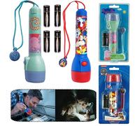 2Pcs lampes de poche LED en plastique pour enfants de 16 cm, grande lampe de poche portée lumens de 3,5 m, veilleuse lumineuse pour enfants, cadeau de Noël à partir de 3 ans (Peppa-Pig & Paw Patrol)