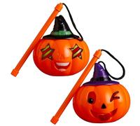 2pcs lanterne de citrouille avec poignée Lanterne Halloween expression mignonne avec lumière LED et son pour Halloween Party Home Decorative Lanterns