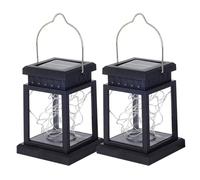 2pcs Lanterne Solaire, lanternes extérieures solaires imperméables avec Crochet Suspendu, Lampe Vintage à l'extérieur pour la décoration de Paysage de terrasse du Jardin