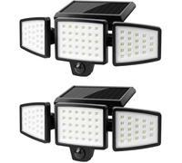 2PCS Le Solar Lights Outdoor 74led Solar Lights Outdoor Motion Sensor 1000lm 6500k 360 Rotatable Outdoor Solar Spotlight Led PZCC