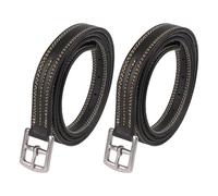 2pcs Leather Stirrup 125/135cm Microfiber Soft Strap Metal Buckle With Adjustment Holes, Equestrian Supplies Accessories Pour Équitation(Black 135cm)
