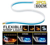 2PCS LED Stroboscope Phare Bande Clignotant Séquentiel Lumière Lampe Voiture 60cm Bo51549