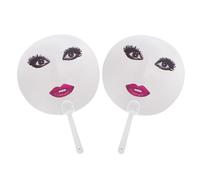 2pcs Léger Poids Drôle Rond Décoratif Décoration Ventilation Œil Lèvres Rouges Fan Fan Music Festivals Photo Accessoires pour Les Réunions Mariage Performances Photos