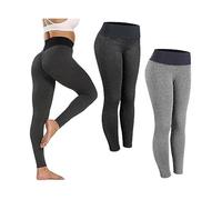 2PCS Leggings Femme Anti-Cellulite Push Up Butt Lift Elastique Taille Haute Grande Taille Sport Pantalon deYoga Noir+Gris Noir+Gris XL