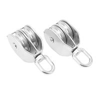 2Pcs Levage Double Poulie Bloc, M50 Double Poulie Bloc Heavy Duty Rouleau En Acier Inoxydable Câble Métallique Grue Suspendue 400KG Chargement