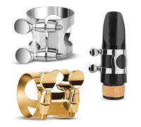 2pcs Ligature Clarinette, Ligature Bec Clarinette Si Plat avec Vis Réglables Fattache Ligature Clarinette pour Musiciens Débutants (Argent, Doré)