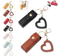 2pcs Lip Oil Keychain - Mirror & Oil 2-in-1, Chapstick Holder, Women Mini Lipstick Case with Keychain (2pcs-J)