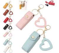 2pcs Lip Oil Keychain - Mirror & Oil 2-in-1, Chapstick Holder, Women Mini Lipstick Case with Keychain (2pcs-F)