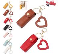 2pcs Lip Oil Keychain - Mirror & Oil 2-in-1, Chapstick Holder, Women Mini Lipstick Case with Keychain (2pcs-H)