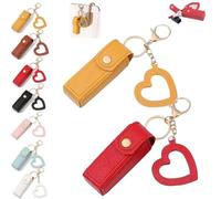 2pcs Lip Oil Keychain - Mirror & Oil 2-in-1, Chapstick Holder, Women Mini Lipstick Case with Keychain (2pcs-E)