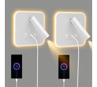 2PCS Liseuse de chevet LED, Appliques Murales LED Intérieures avec Interrupteur Port USB, 360°Réglable Applique Murale Lampe de Lecture de Chevet, Lumières Murale pour Couloir et Chevet (Blanc)