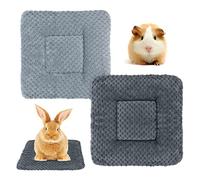 2Pcs Lit en Peluche pour Petits Animaux Couverture Chaude du Tapis de Litière pour Accessoires en Cage Moelleuse en Flanelle Tapis De Lit d'hiver Pour Lapin Bunny Rat Hamster Guinée Pig (AA, 30x30cm)