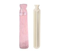 2PCS Long Hot Water Bottles Bag Removable Cover Extra Rubber Bottle Waist Hand Foot Warmer 53x10cm Pour Ventre Cou(Pink)