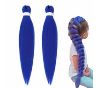 2pcs Longs Violets Cheveux Extensions,26in Rajout Cheveuxs Tresses violets,Pré-éTiréS SynthéTiques violets Cheveux Tresser,Pour Bals MasquéS,Cosplay,ScèNe,NoëL,Halloween (Bleu)