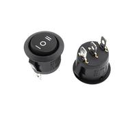 2Pcs/Lot Kcd1-2 Circular Switch Boat Shaped Rocker Power Supply Small Opening 20mm Red Button 6a 250v NWPNLXEA(Black-3Pins-2)