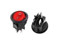 2Pcs/Lot Kcd1-2 Circular Switch Boat Shaped Rocker Power Supply Small Opening 20mm Red Button 6a 250v NWPNLXEA(Red light with 4)