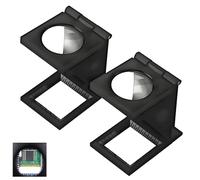 2PCS Loupe De Table Compte-Fils, Mini Loupe Grossissante en Métal avec Échelle, Bijoutier Portable et Pliable Idéale pour Couture, Horlogerie, Artisanat de Précision et Réparations