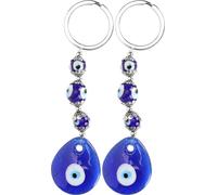 2pcs Lucky Eye Keychain Bleu Turc Amulette Pendentif Perles Keyring Bijoux Vacances Artisanat Cadeau