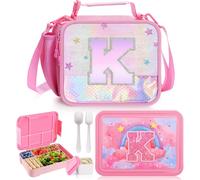 2pcs Lunch Box Enfant Set, Sac Isotherme Repas Enfant, Bento Box Avec Compartiments Et Des Couverts, Sans Bpa Sac Boîte À Repas Pour Fille/Bambin Préscolaire Et Maternelle ¿ (Rose K)