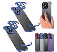 2Pcs Luxury Corner Edge Pad Lens Protector for IPhone 14/13/12 Pro Max, Case and Camera Lens Protector with Silicone Bumper, Frameless Slim/Ultra-Thin Lightweight Case (for iPhone 12ProMax,Blue 2PCS)