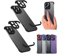 2Pcs Luxury Corner Edge Pad Lens Protector for IPhone 14/13/12 Pro Max, Case and Camera Lens Protector with Silicone Bumper, Frameless Slim/Ultra-Thin Lightweight Case (for iPhone 14Pro,Black 2PCS)