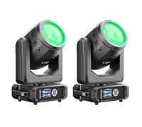 2PCS Lyre LED RGBW Beam 200W, Zoom Électronique 2-5° Prisme 18 Facettes Couleurs et Motifs d-mx512/Activation Sonore pour Scène Club Mariage Discothèque Bar