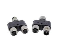 2pcs M12 Sensor Connector Waterproof Three-way Pipe Conversion Plug Male Female 4 5 8pin Y Shaped T Type A Code Connectors(4P T (1F-1M 1F))