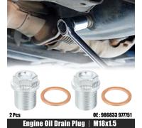 2pcs M18x1.5 Bouchon Vis Vidange Moteur Cater d'Huile 986833 pour Volvo V40 V50 V60 V70 Argenté