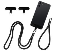 2pcs main dragonne longe téléphone portable tour de cou antivol universel téléphone portable patch multifonctionnel noir compatible avec étui iphone, sangle de poignet pour étui de téléphone clé