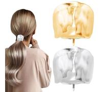 2Pcs Manchette de Queue de Cheval Plaqué Argent et Or Poignets Cheveux en Alliage Décoratif Poignets Cheveux Portables Argent pour Femmes et Filles Supports Queue Cheval pour Tous Les Typ