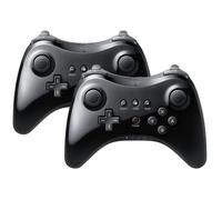 2PCS Manette de jeu U Pro sans Fil Bluetooth Jeu Manette Contrôleur Joystick de Jeux pour Nintendo Wii U (Noir)