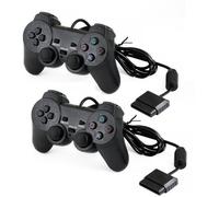2pcs Manette Dual Shock Contrôleur Compatible Pour Playstation 2 / Ps2 Noire