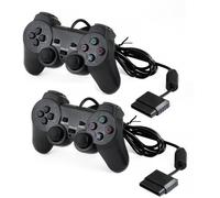 2pcs Manette Dual Shock Contrôleur Compatible Pour Playstation 2 / Ps2 Noire